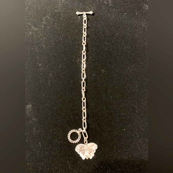 Sterling Silver Bracelet with Butterfly Charm. - Picture 2 of 4